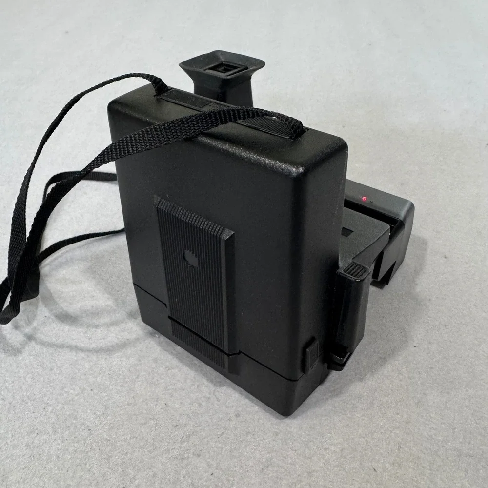 Polaroid OneStep Flash Camera Black Vintage 600 Series Red Stripe Works